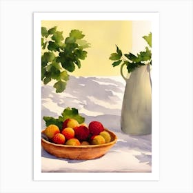 Pineberry Italian Watercolour fruit Art Print