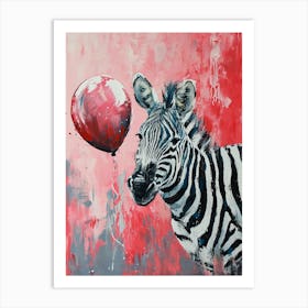 Cute Zebra 3 With Balloon Art Print
