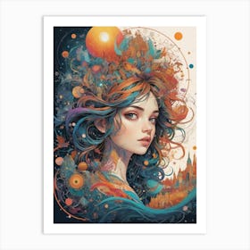 Girl With Colorful Hair 3 Art Print