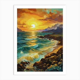 193.Golden sunset,San Francisco,USA. Art Print