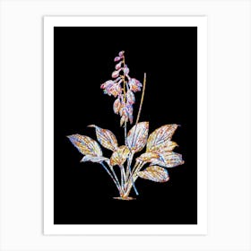 Stained Glass Daylily Mosaic Botanical Illustration on Black n.0024 Art Print