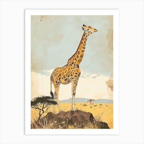 Modern Illustration Of A Giraffe In The Nature 2 Art Print