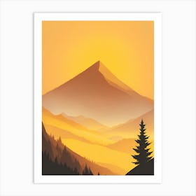 Misty Mountains Vertical Composition In Yellow Tone 13 Art Print