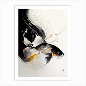 Kin Ki Utsuri Koi Fish Minimal Line Drawing Art Print