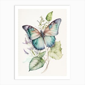 Butterfly Outline Watercolour Ink 2 Art Print