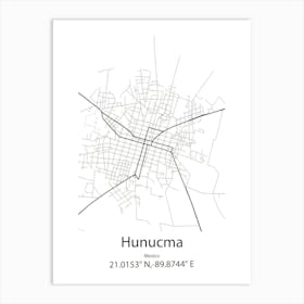 Hunucma,Mexico Minimalist Map Art Print