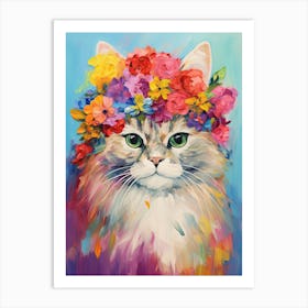 Persian Cat With A Flower Crown Painting Matisse Style 2 Art Print