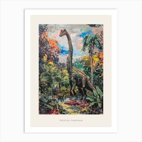 Dinosaur Tropical Brushstroke Painting Poster Art Print