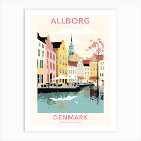 Allborg, Denmark, Flat Pastels Tones Illustration 2 Poster Art Print