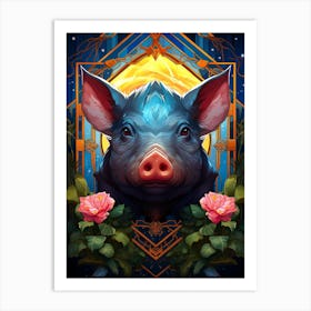 Pig In The Moonlight Art Print