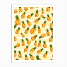 Pineapples On A Yellow Background Art Print