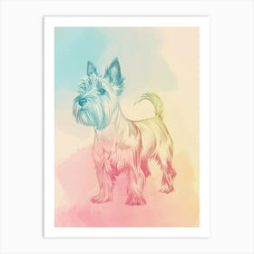 Scottish Terrier Dog Pastel Line Watercolour Illustration  3 Art Print