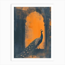 Orange & Blue Peacock In The Church Abbey 3 Art Print