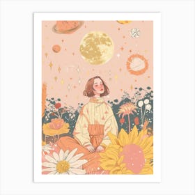 Girl In The Garden univers Art Print