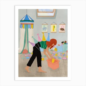 Dino Party Cleaning Party 1 Art Print