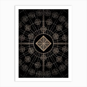 Geometric Glyph Radial Array in Glitter Gold on Black n.0378 Art Print
