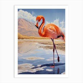 Greater Flamingo Salar De Atacama Antofagasta Tropical Illustration 1 Art Print