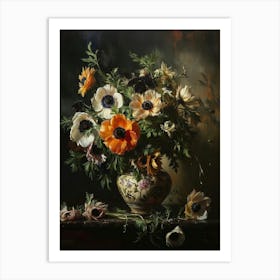 Baroque Floral Still Life Anemone 4 Art Print