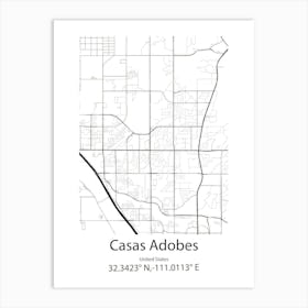 Casas Adobes,United States Minimalist Map 1 Art Print