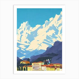 Cortina D'Ampezzo, Italy Midcentury Vintage Skiing Poster Art Print
