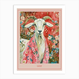 Floral Animal Painting Goat 1 Poster Art Print