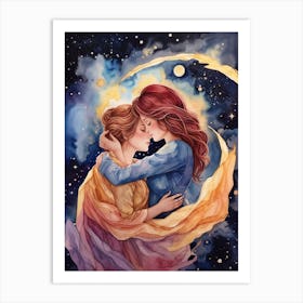 Two Women Hugging Art Print