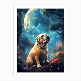 Bulldog At Night Art Print