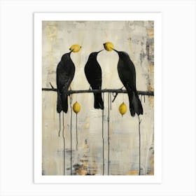 Three Birds Eating Lemons Art Print