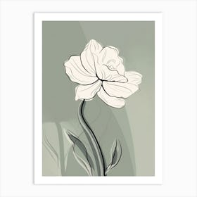 Daffodils Line Art Flowers Illustration Neutral 18 Art Print