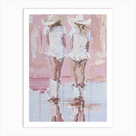 Coastal Cowgirls Print Pink Boots Western Preppy Art Print