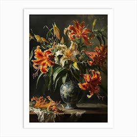 Baroque Floral Still Life Gloriosa Lily 4 Art Print
