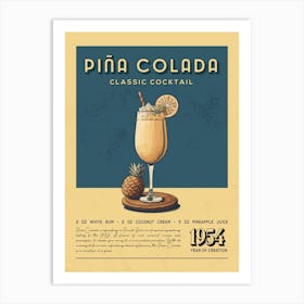 Pina Colada Classic Cocktail Art Print