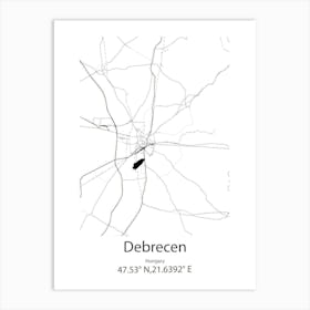 Debrecen,Hungary Minimalist Map Art Print