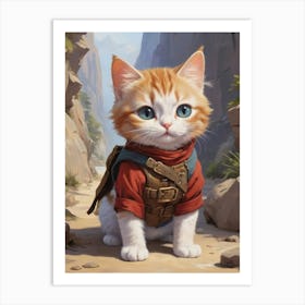 Cute Cat In Armor Art Print