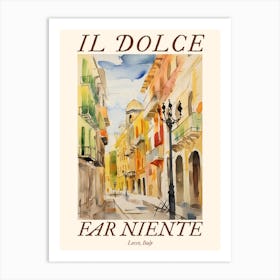 Il Dolce Far Niente Lecce, Italy Watercolour Streets 3 Poster Art Print