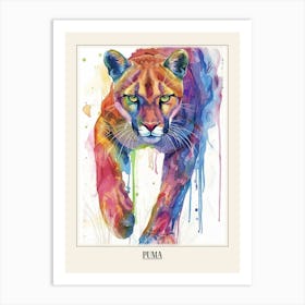Puma Colourful Watercolour 3 Poster Art Print