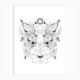 Metamorfurry Mystic Cat - Mystic Stars Cute Gift Art Print