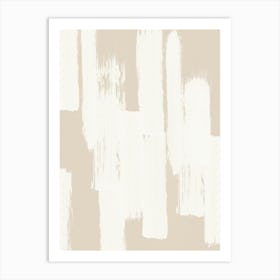 Beige White Paint Strokes Art Print