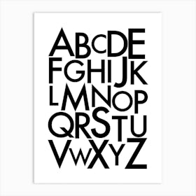 Alphabet Lettering Black and White Art Print
