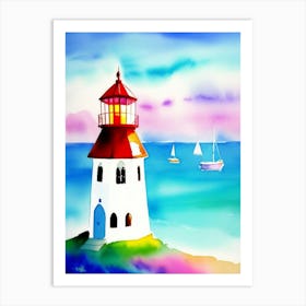 Watercolor Lighthouse 4 Art Print