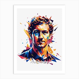 Mark Zuckerberg 01 Portrait WPAP Pop Art Art Print