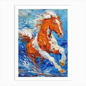 Horse Running In The Water 1 Art Print