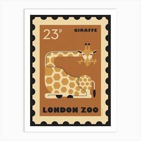 London Zoo Stamp Giraffe Kids Art Print Art Print