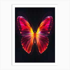 Abstract Butterfly On Black Background Art Print