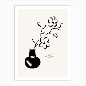 Black And White Flowers In A Vase Art Print