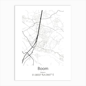 Boom,Belgium Minimalist Map Art Print