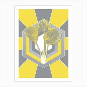 Vintage Cardwell Lily Botanical Geometric Art in Yellow and Gray n.127 Art Print
