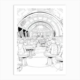 The Mos Eisley Cantina (Star Wars) Fantasy Inspired Line Art 2 Art Print