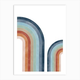 Terracotta Navy Rainbows Art Print