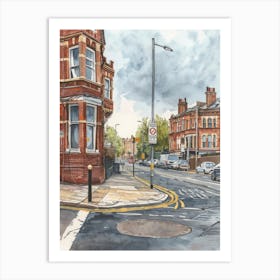 Brent London Borough   Street Watercolour 2 Art Print